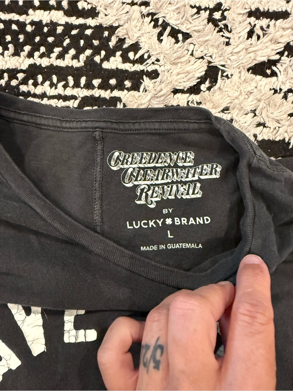 Lucky Brand Black Graphic 'Have You Ever Seen The Rain' Short Sleeve Tee - Picture 2 of 3